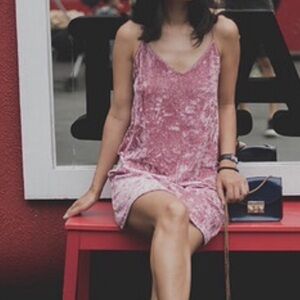 🆕Pink velvet Slip Dress